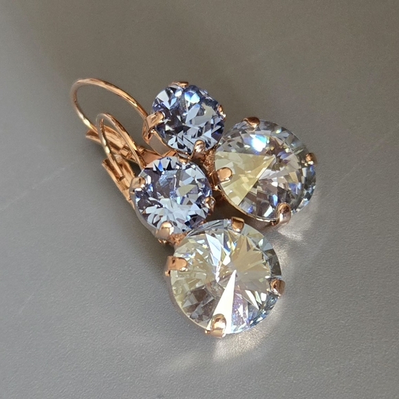 Austrian Crystal Earrings in Rose Gold - Picture 9 of 10